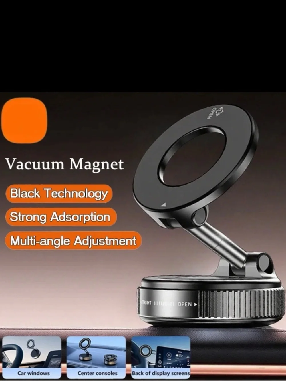 Magnetic Phone Ring Mount Stand - Black